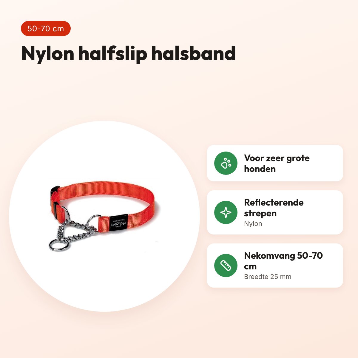 Rogz for Dogs Lumberjack halfslip halsband oranje 25 mm, 50-70 cm – voordelen