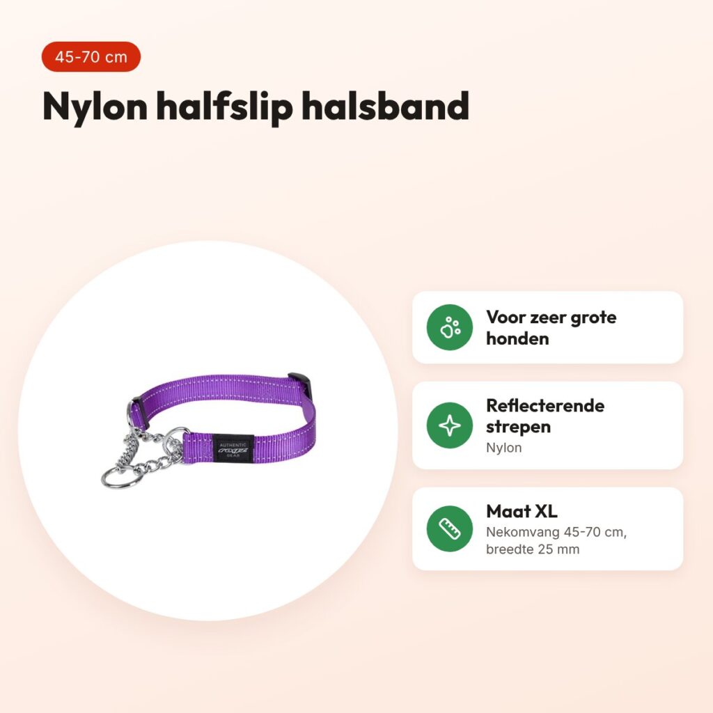Rogz for Dogs Lumberjack halfslip halsband paars 25 mm – XL, 45-70 cm – voordelen