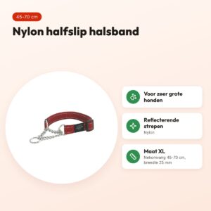Rogz for Dogs Lumberjack halfslip halsband rood 25 mm – XL, 45-70 cm – voordelen