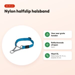Rogz for Dogs Lumberjack halfslip halsband turquoise 25 mm – XL, 45-70 cm – voordelen