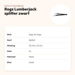 Rogz for Dogs Lumberjack splitter zwart 25 mm x 43 cm – maat XL – productinformatie