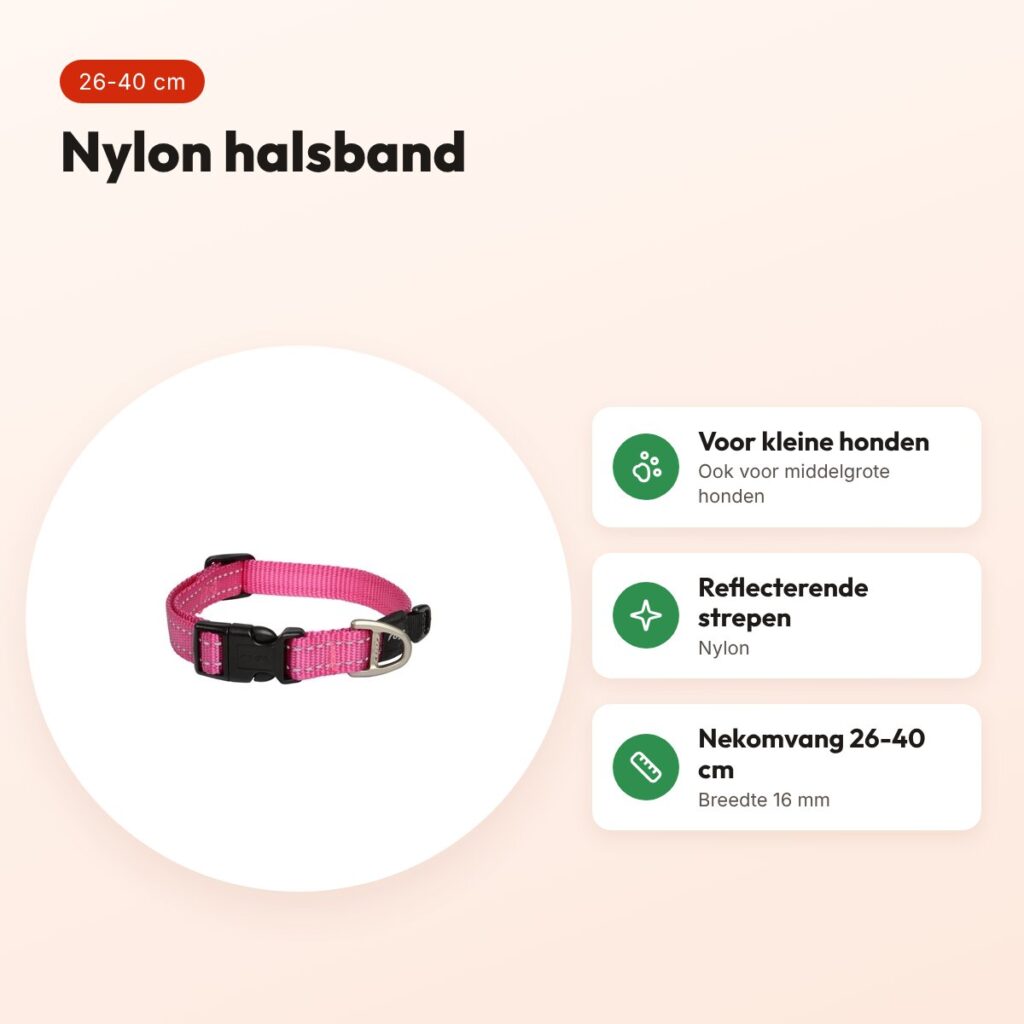 Rogz for Dogs Snake halsband roze 16 mm – maat 26-40 cm – voordelen