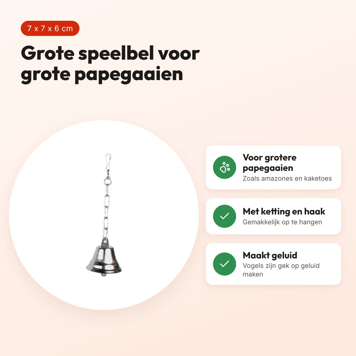 Rosewood Boredom Breaker speelbel groot 7 x 7 x 6 cm – grote papegaaien – voordelen