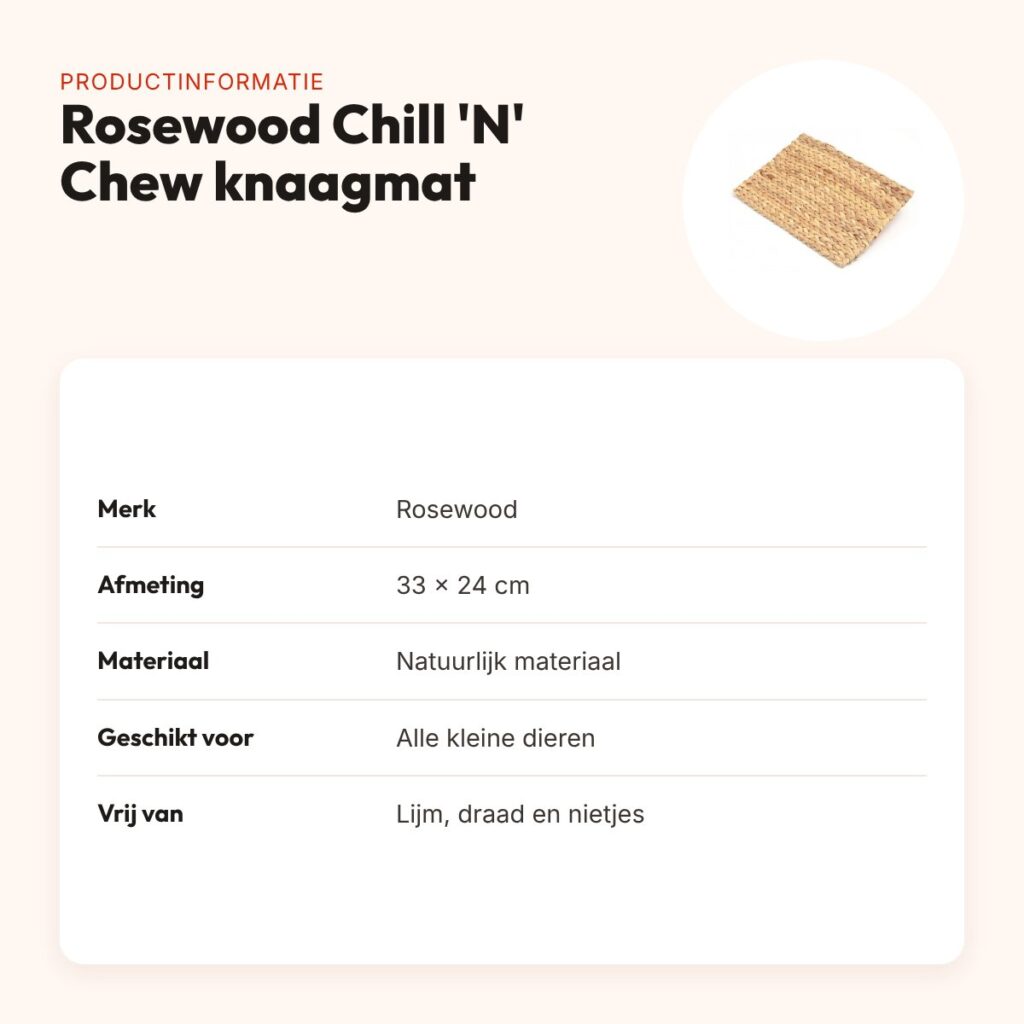 Rosewood Chill 'N' Chew knaagmat 33 x 24 cm – voor kleine dieren – productinformatie