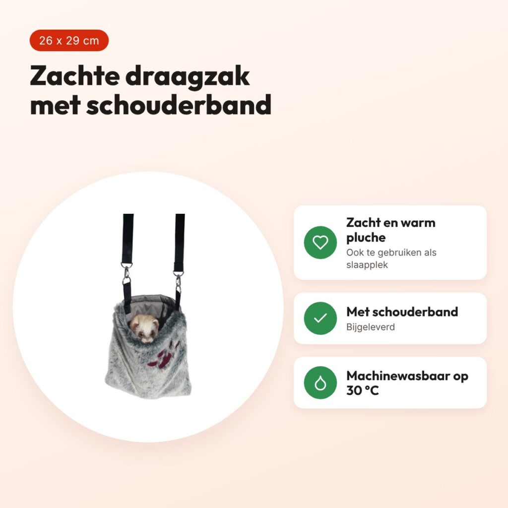 Rosewood draagzak voor fret of knaagdier pluche grijs 26 x 29 cm – voordelen
