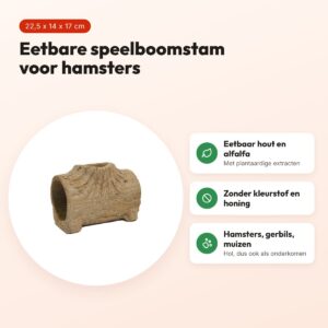 Rosewood eetbare speelboomstam 22,5 x 14 x 17 cm – hol, voor hamsters – voordelen