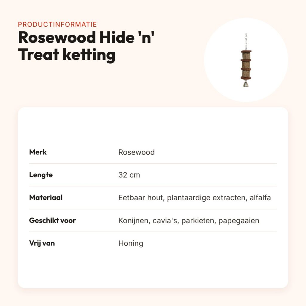 Rosewood Hide 'n' Treat speelketting 32 cm – eetbaar speelgoed – productinformatie