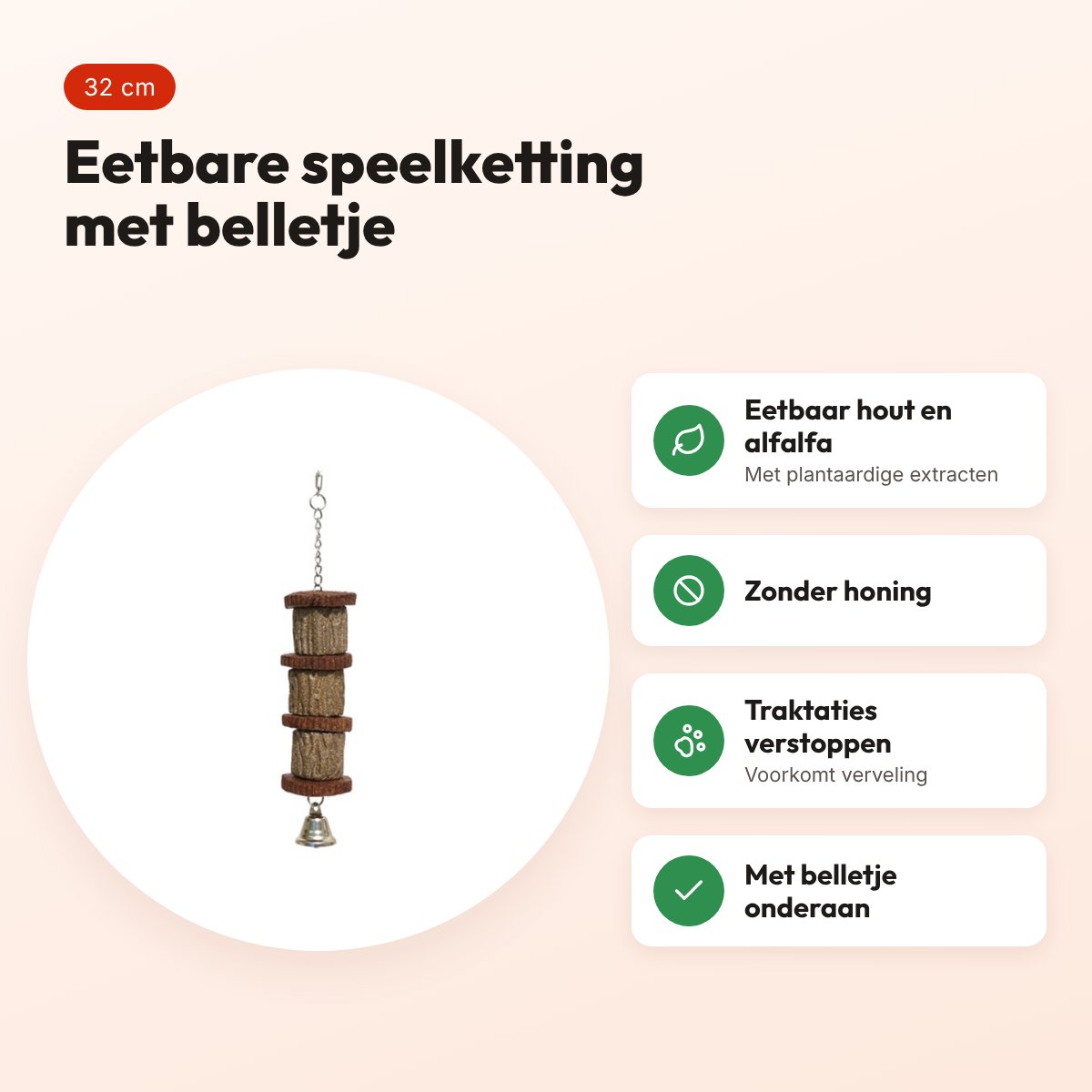 Rosewood Hide 'n' Treat speelketting 32 cm – eetbaar speelgoed – voordelen
