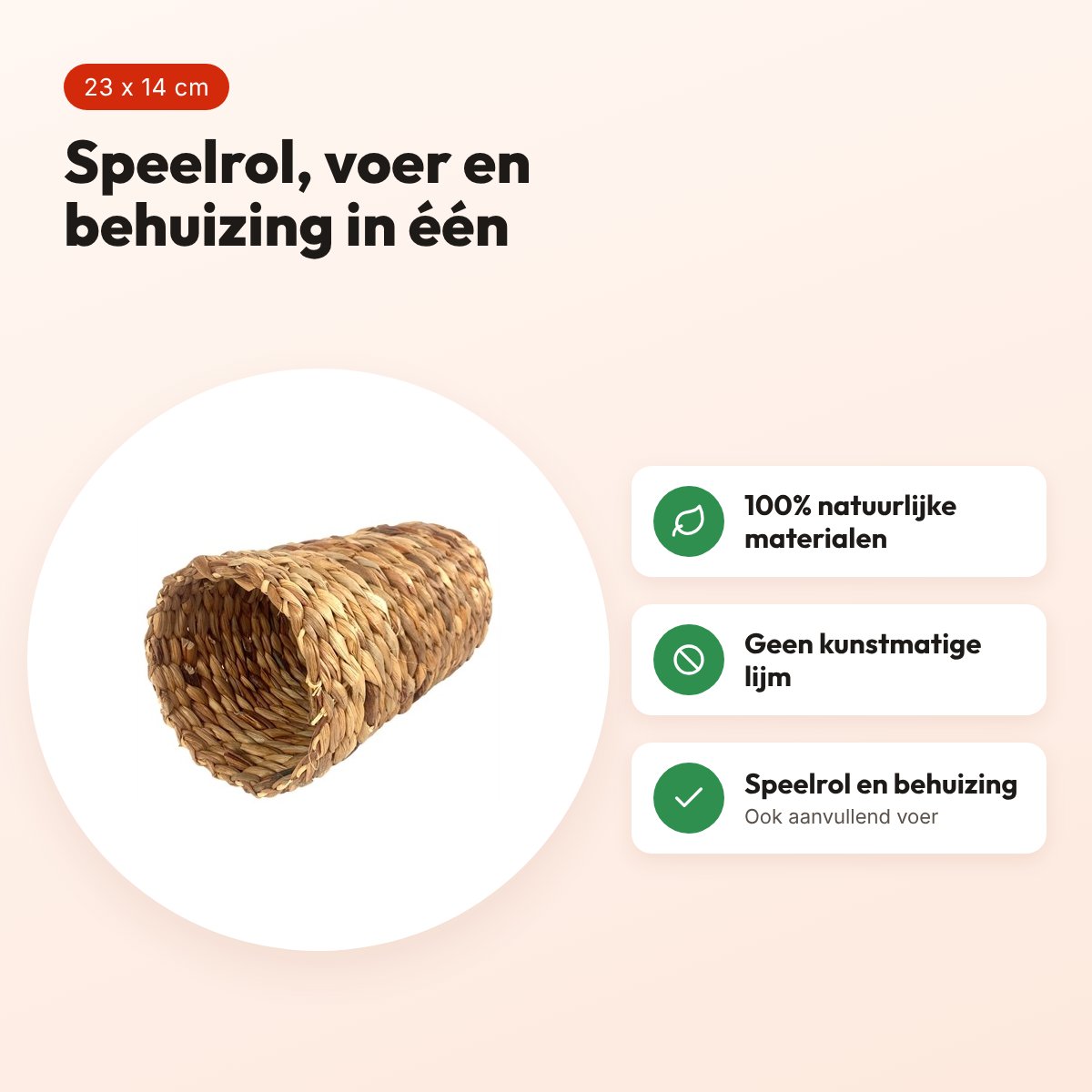 Rosewood Hyacinth Tunnel Medium 23 x 14 cm – speelrol voor knaagdieren – voordelen