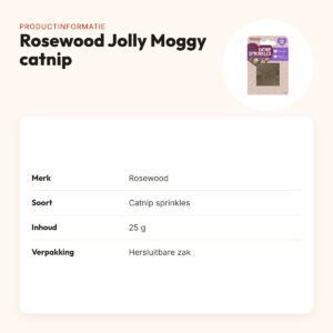 Rosewood Jolly Moggy catnip sprinkles kattenkruid 25 g – productinformatie