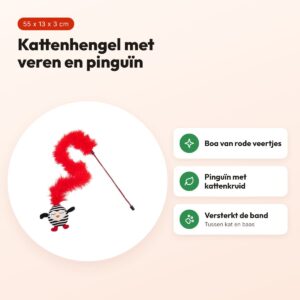 Rosewood kattenhengel gestreepte pinguïn met veer 55 cm – voordelen
