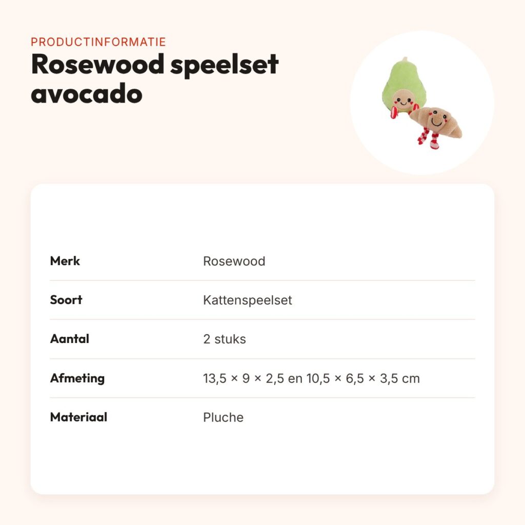 Rosewood kattenspeelset avocado en croissant – 2 stuks – productinformatie