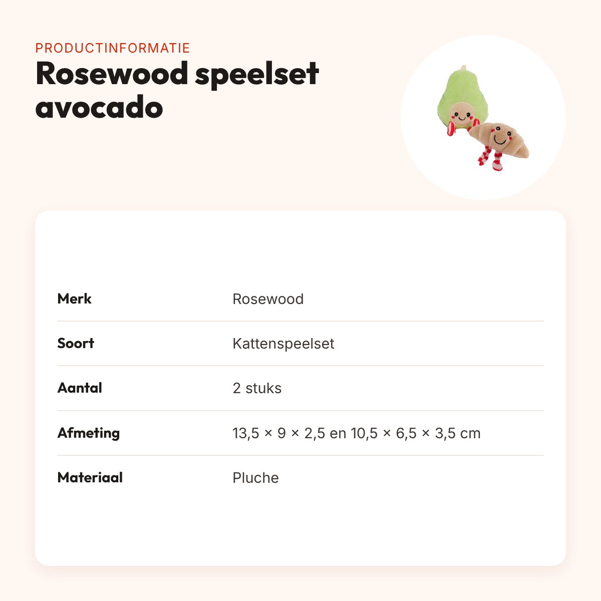 Rosewood kattenspeelset avocado en croissant – 2 stuks – productinformatie