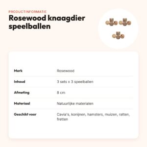 Rosewood knaagdier speelballen set van 3 – 8 cm – multipack 3 stuks – productinformatie