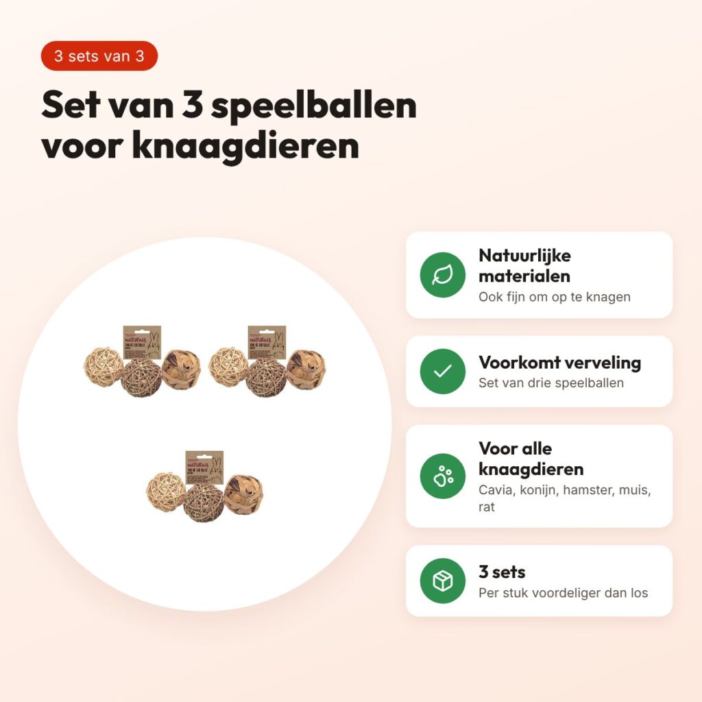 Rosewood knaagdier speelballen set van 3 – 8 cm – multipack 3 stuks – voordelen