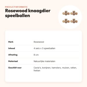 Rosewood knaagdier speelballen set van 3 – 8 cm – multipack 4 stuks – productinformatie