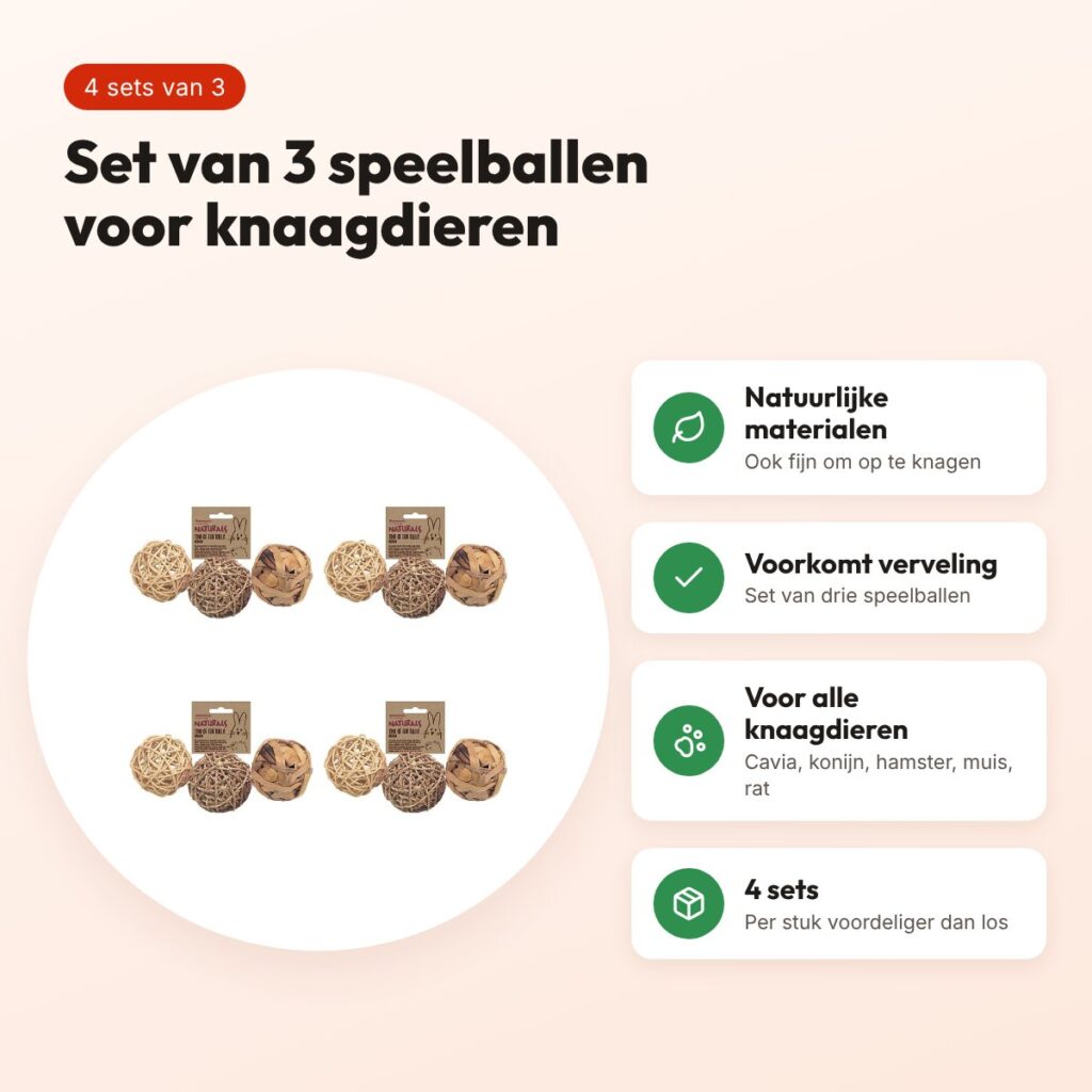 Rosewood knaagdier speelballen set van 3 – 8 cm – multipack 4 stuks – voordelen