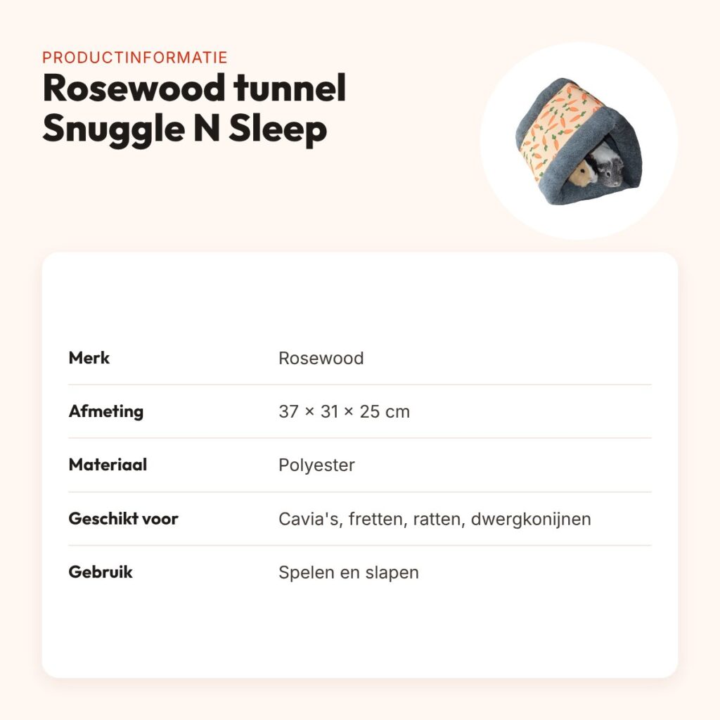 Rosewood knaagdiertunnel Snuggle N Sleep wortelprint 37 x 31 x 25 cm – productinformatie