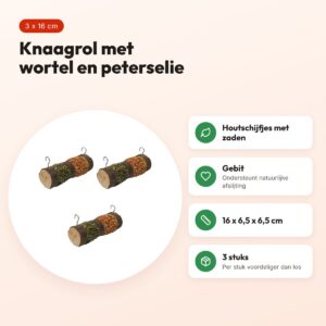 Rosewood knaagrol wortel en peterselie 16 x 6,5 cm – multipack 3 stuks – voordelen