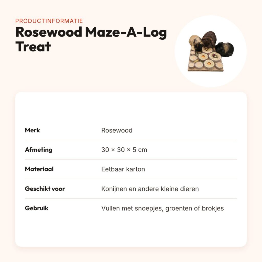 Rosewood Maze-A-Log Treat Challenge 30 x 30 x 5 cm – eetbaar karton – productinformatie