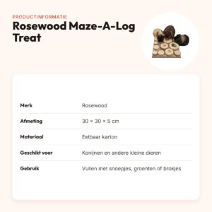 Rosewood Maze-A-Log Treat Challenge 30 x 30 x 5 cm – eetbaar karton – productinformatie