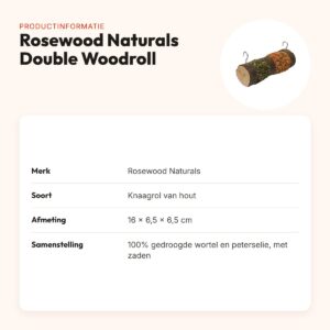 Rosewood Naturals Double Woodroll knaagrol wortel peterselie 16 cm – productinformatie