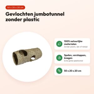Rosewood Naturals gevlochten jumbo tunnel 50 x 20 x 20 cm – zonder plastic – voordelen