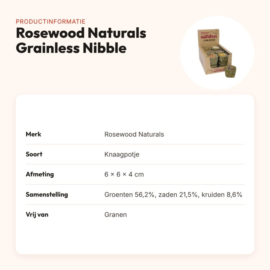 Rosewood Naturals Grainless Nibble Pot 6 x 6 x 4 cm – knaagpotje – productinformatie