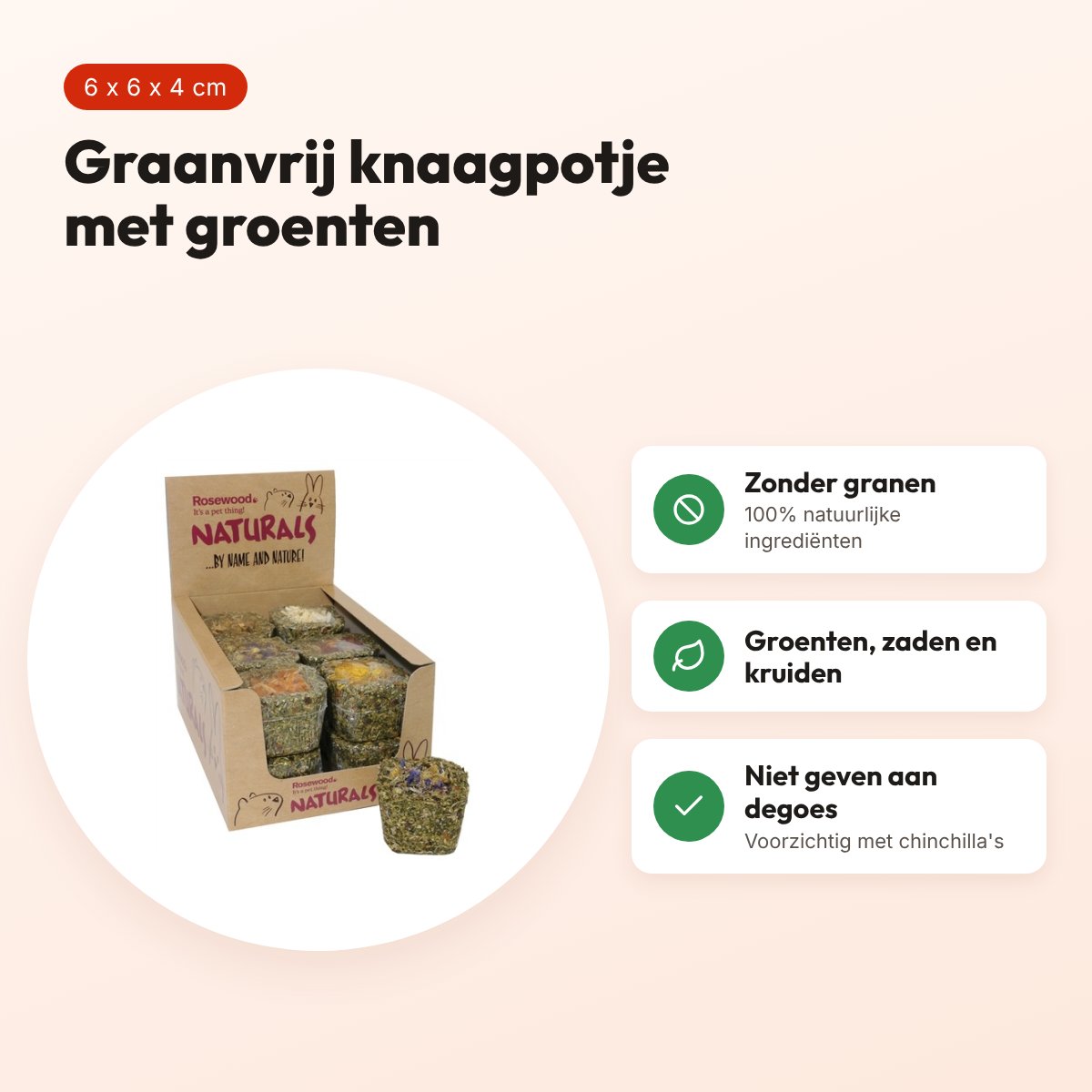 Rosewood Naturals Grainless Nibble Pot 6 x 6 x 4 cm – knaagpotje – voordelen