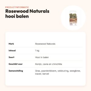 Rosewood Naturals hooi balen 1 kg – voor konijn, cavia en chinchilla – productinformatie