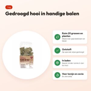 Rosewood Naturals hooi balen 1 kg – voor konijn, cavia en chinchilla – voordelen
