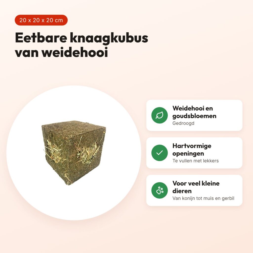 Rosewood Naturals Ik Hou Van Hooi knaagkubus 20 x 20 x 20 cm – voordelen