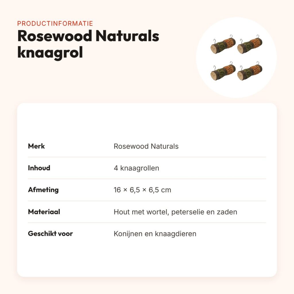 Rosewood Naturals knaagrol wortel en peterselie 16 cm – multipack 4 stuks – productinformatie