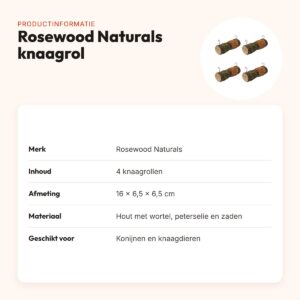 Rosewood Naturals knaagrol wortel en peterselie 16 cm – multipack 4 stuks – productinformatie