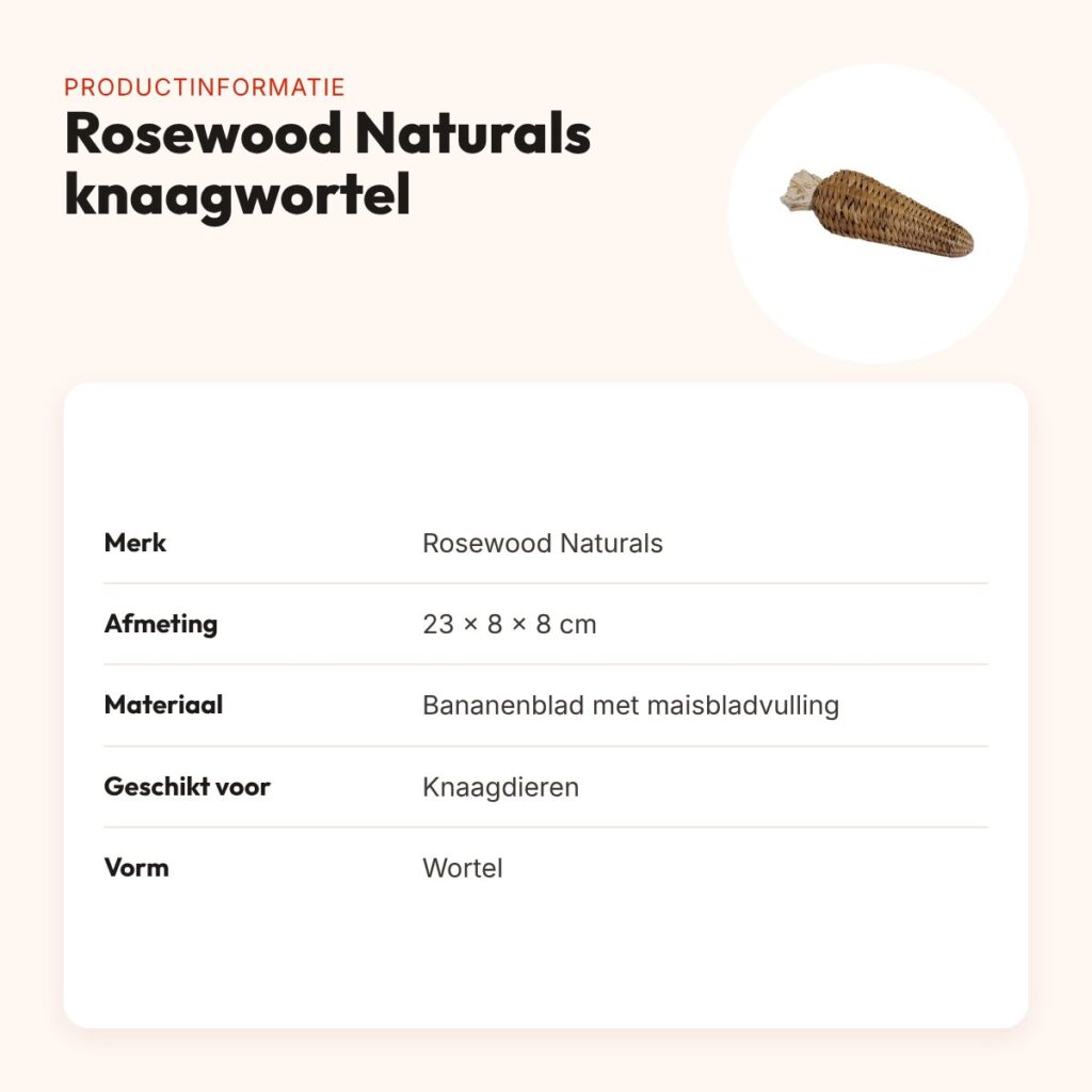 Rosewood Naturals knaagwortel bananenblad 23 x 8 x 8 cm – te vullen – productinformatie
