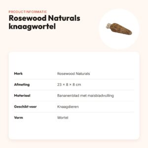 Rosewood Naturals knaagwortel bananenblad 23 x 8 x 8 cm – te vullen – productinformatie