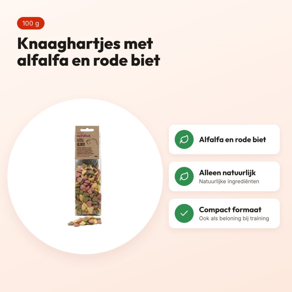 Rosewood Naturals Little Hearts knaaghartjes 100 g – alfalfa en rode biet – voordelen