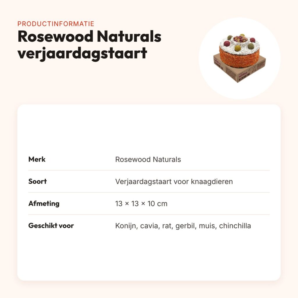 Rosewood Naturals verjaardagstaart 13 x 13 x 10 cm – konijn en knaagdier – productinformatie