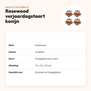 Rosewood Naturals verjaardagstaart konijn 13 x 13 cm – multipack 4 stuks – productinformatie