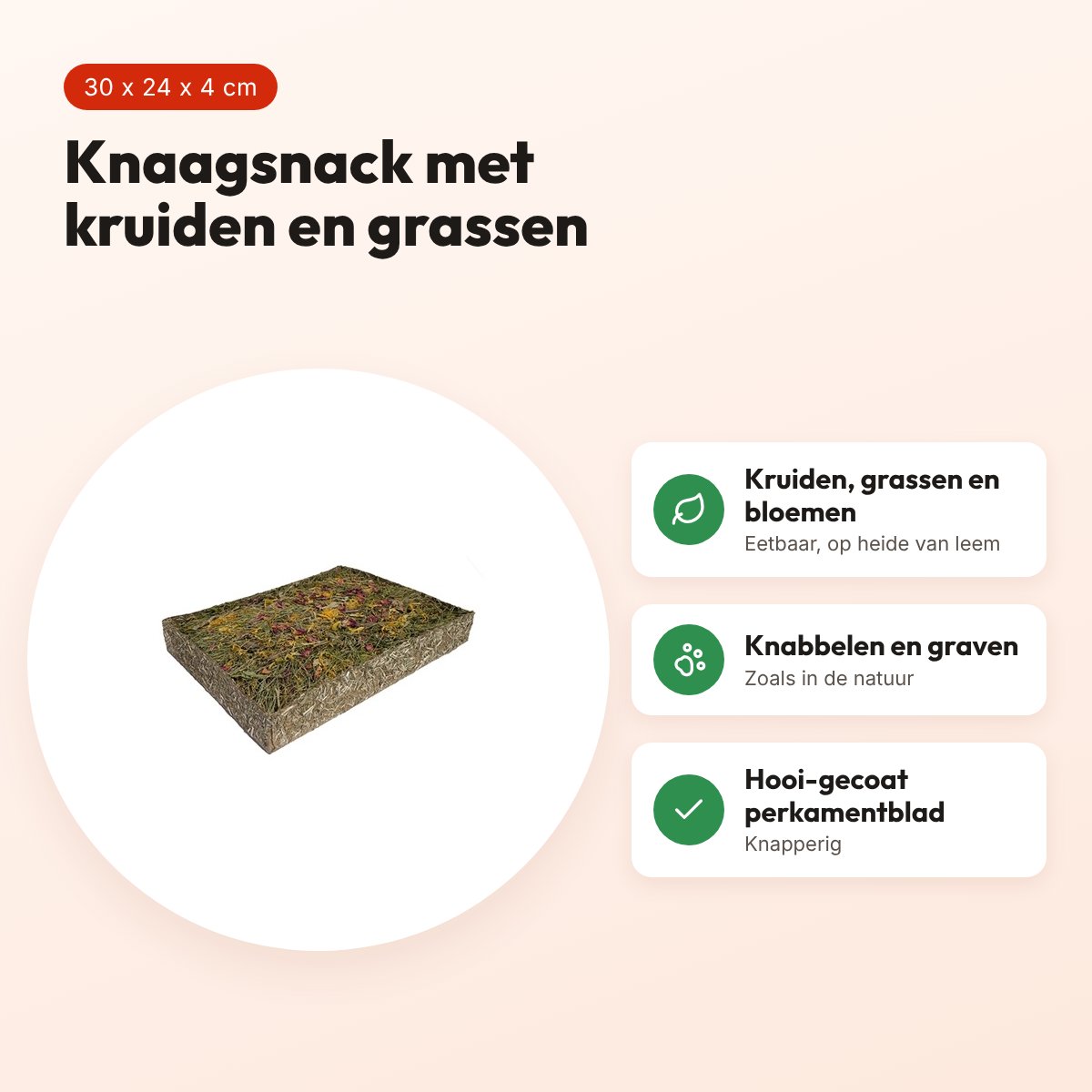 Rosewood Naturals Weiland 30 x 24 x 4 cm – knaagsnack met kruiden – voordelen