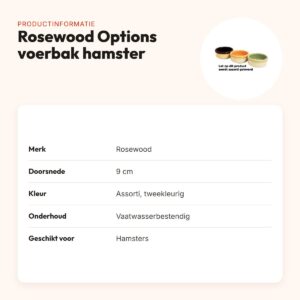 Rosewood Options voerbak hamster 9 cm – tweekleur, assorti – productinformatie