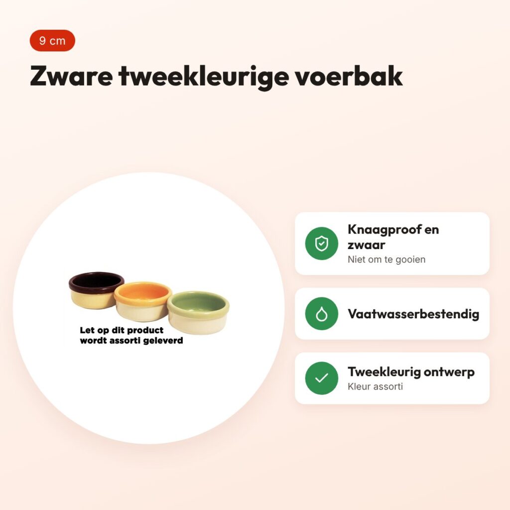 Rosewood Options voerbak hamster 9 cm – tweekleur, assorti – voordelen