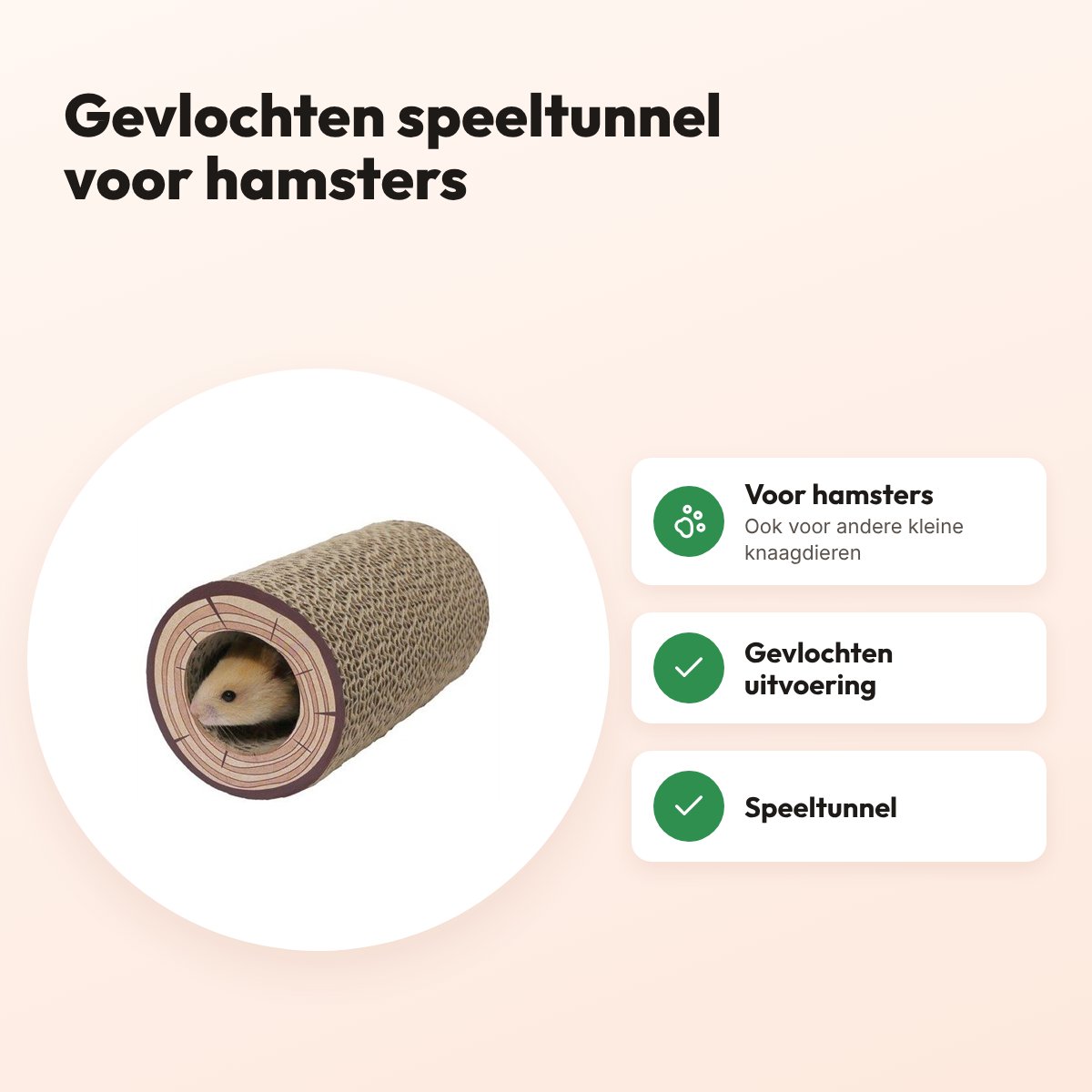 Rosewood Shred-a-log speeltunnel 19 x 7,5 cm – gevlochten, voor hamsters – voordelen