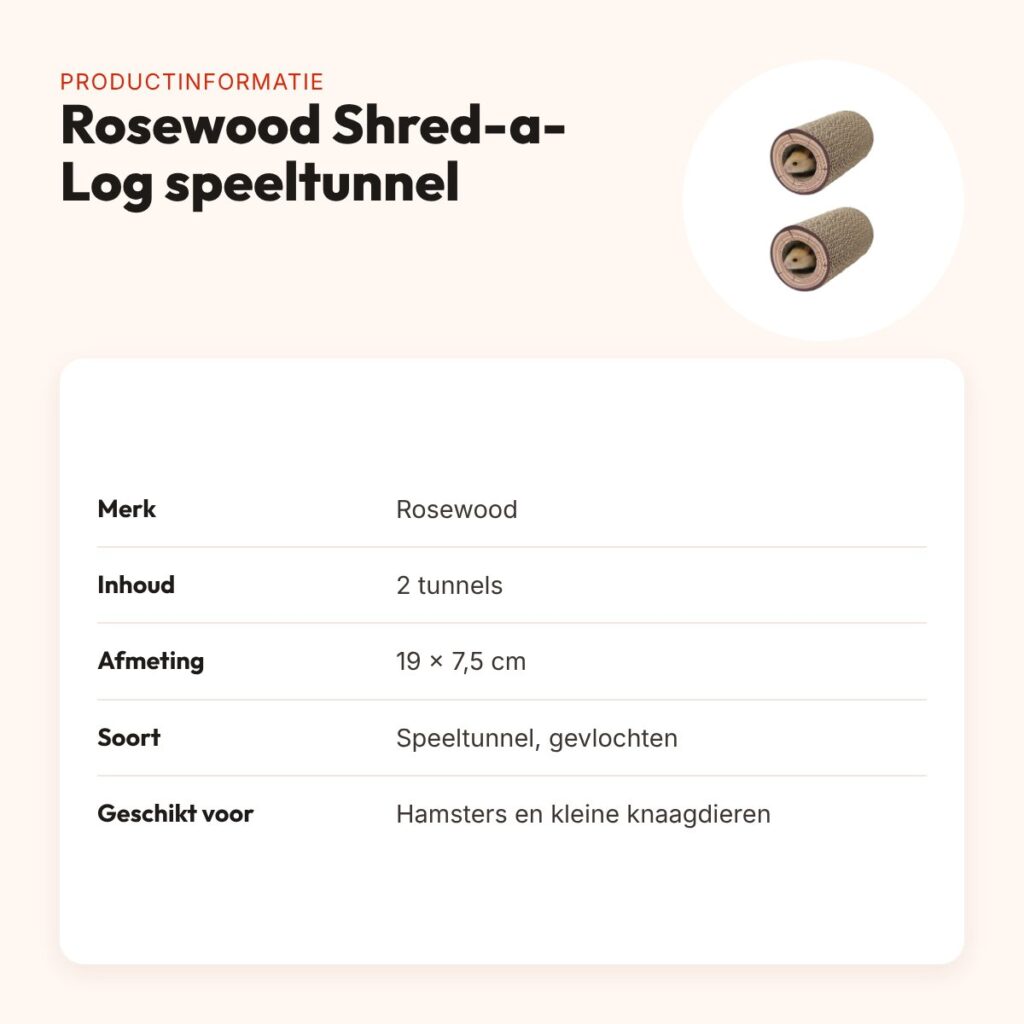 Rosewood Shred-a-Log speeltunnel hamster 19 x 7,5 cm – multipack 2 stuks – productinformatie