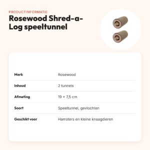 Rosewood Shred-a-Log speeltunnel hamster 19 x 7,5 cm – multipack 2 stuks – productinformatie
