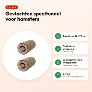 Rosewood Shred-a-Log speeltunnel hamster 19 x 7,5 cm – multipack 2 stuks – voordelen