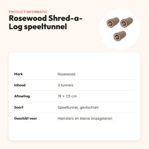 Rosewood Shred-a-Log speeltunnel hamster gevlochten – multipack 3 stuks – productinformatie