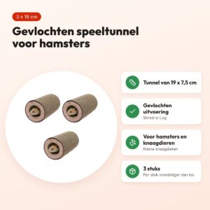 Rosewood Shred-a-Log speeltunnel hamster gevlochten – multipack 3 stuks – voordelen