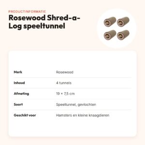 Rosewood Shred-a-Log speeltunnel hamster gevlochten – multipack 4 stuks – productinformatie