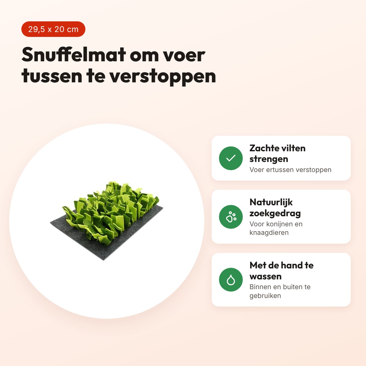 Rosewood snuffelmat voor knaagdieren 29,5 x 20 cm – zwart en groen – voordelen